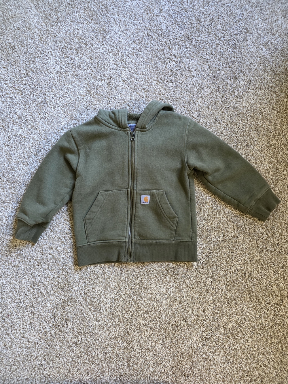 Carhartt Kids Olive Green Zip Front Hooded Sweatshirt